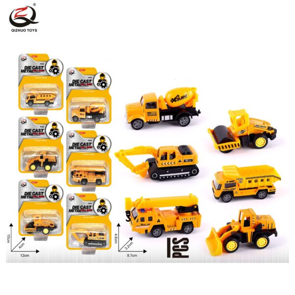 QZ614-C 1:64 Engineering Diecast Pull Back Car, 6  Assorted
