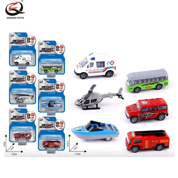 QZ614-D 1:64 City Diecast Pull Back Car, 6  Assorted