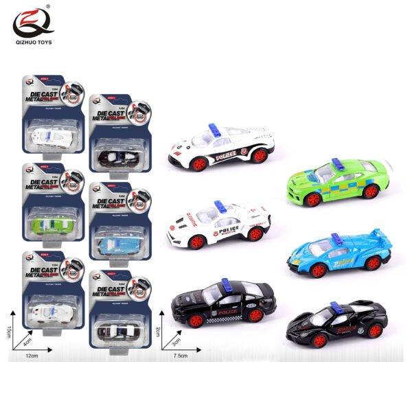 QZ614-E Scale1:64 Police Diecast Pull Back Car, 6  Assorted