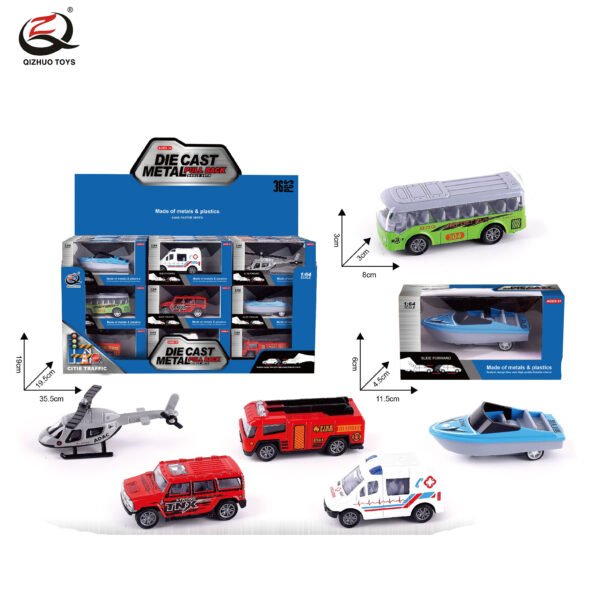 QZ615-D 1:64 City Diecast Pull Back Car, 6 Styles Mixed, 36 Pcs/Pdq