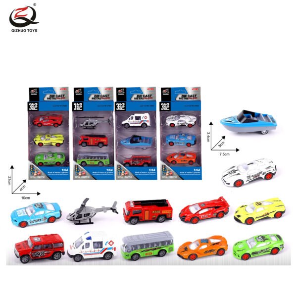 QZ616-D 3 Pcs 1:64 Engineering Diecast Pull Back Car, 4 Assorted (Copy)