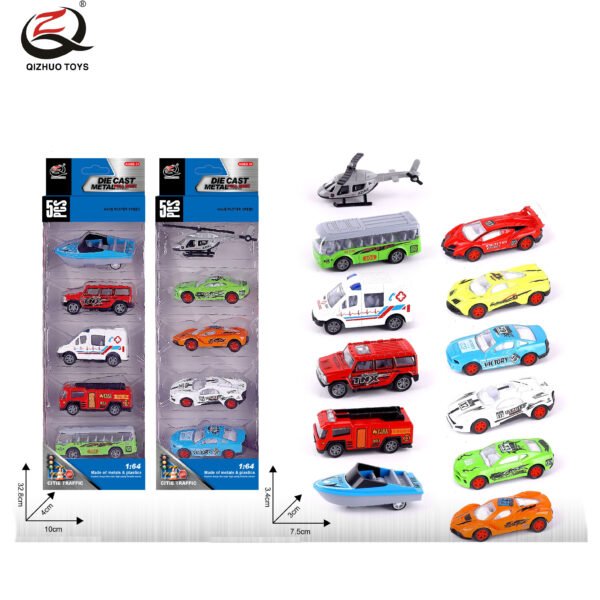 QZ618-D 5 Pcs 1:64 City Diecast Pull Back Car, 2 Assorted ( 4 Random Styles From The 6 Styles)
