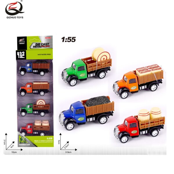 QZ620-D 4 Pcs  1:55 City Diecast Pull Back Truck, 4 Styles