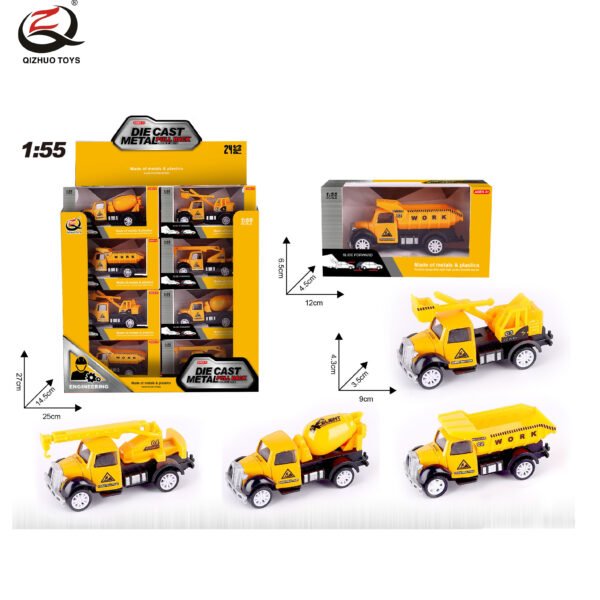 QZ622-C         1:55 Engineering Diecast Pull Back Truck, 4 Styles Mixed, 24 Pcs/Pdq