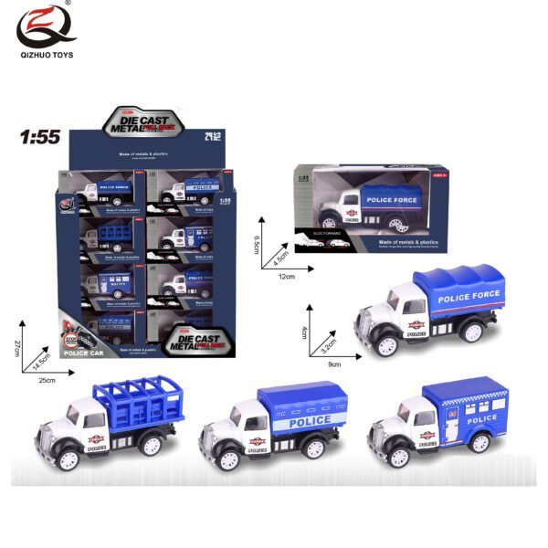 QZ622-E          1:55 Police Diecast Pull Back Truck, 4 Styles Mixed, 24 Pcs/Pdq