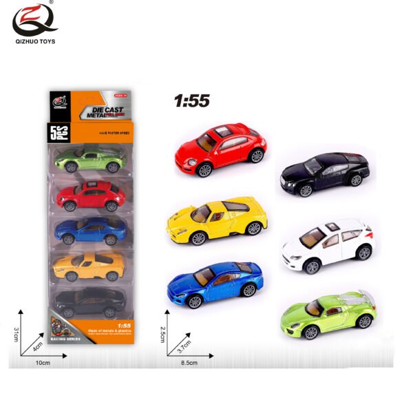 QZ624-F 5Pcs 1:55 Racing Diecast Pull Back Car, ( 5 Random Styles From The 6 Styles)