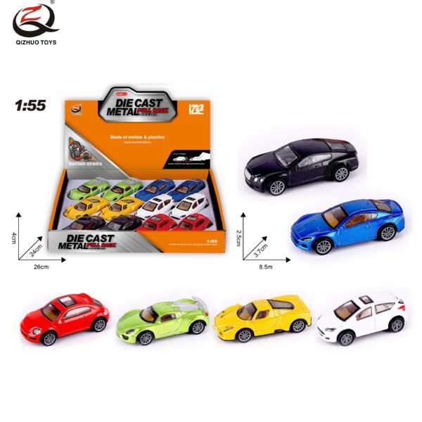 QZ625-F       1:55 City Diecast Pull Back Car, 6 Styles Mixed, 12 Pcs/Pdq