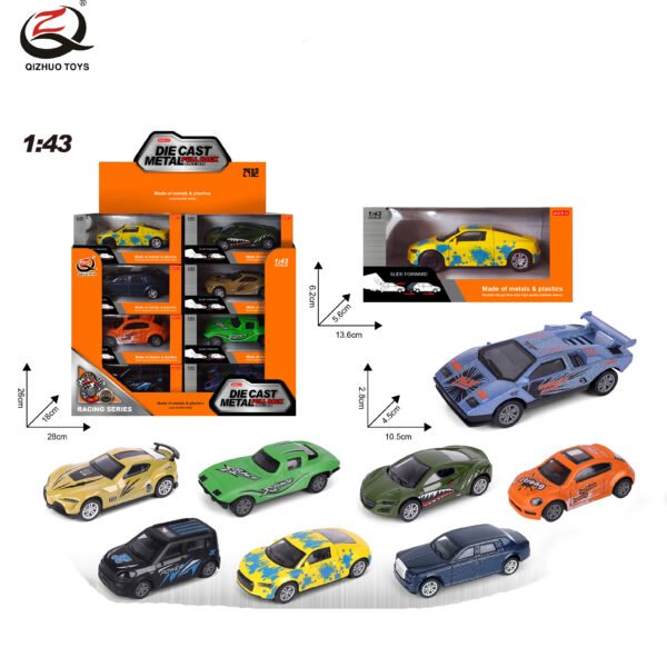 QZ626-A Scale 1:43 Diecast Pull Back Car, 8 Assorted, 24 Pcs/Pdq