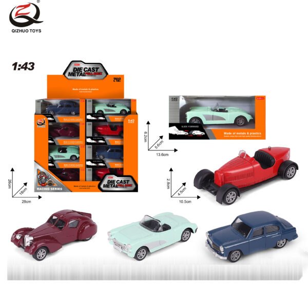 QZ626-B Scale 1:43 Vintage Die cast Pull Back Car, 4 Assorted, 24 Pcs/Pdq