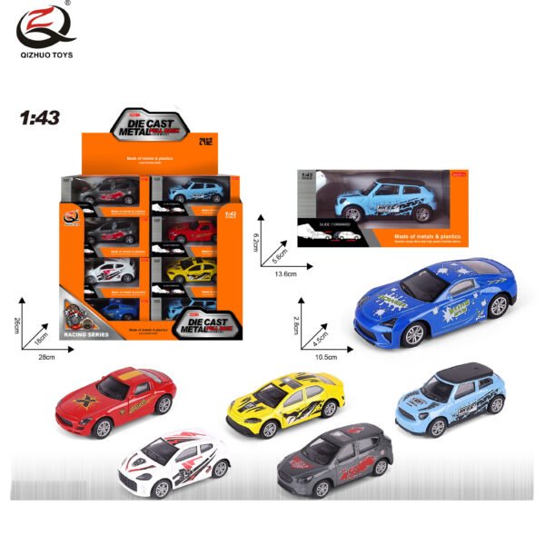 QZ626-C Scale 1:43 Racing Die cast Pull Back Car, 6 Assorted, 24 Pcs/Pdq