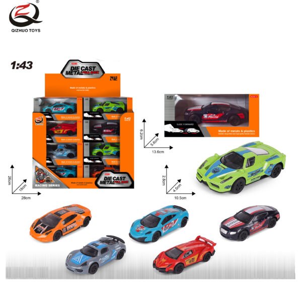 QZ626-D Scale 1:43 Racing Die cast Pull Back Car, 6 Assorted, 24 Pcs/Pdq