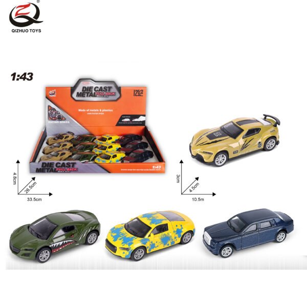 QZ627-A Scale 1:43 Die cast Pull Back Car, 4 Assorted,12 Pcs/Pdq