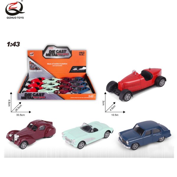 QZ627-B Scale 1:43 Die cast Pull Back Car, 4 Assorted,12 Pcs/Pdq