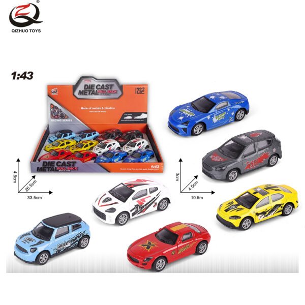 QZ627-C Scale 1:43 Diecast Pull Back Car, 6 Assorted,12 Pcs/Pdq
