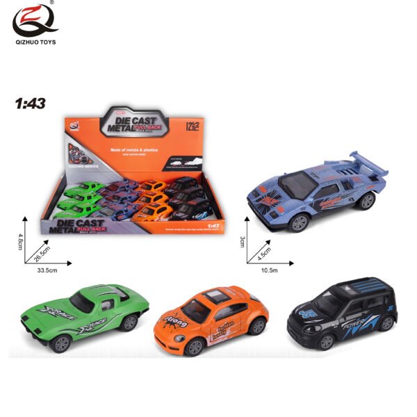 QZ627-H Scale 1:43 Diecast Pull Back Car, 6 Assorted,12 Pcs/Pdq