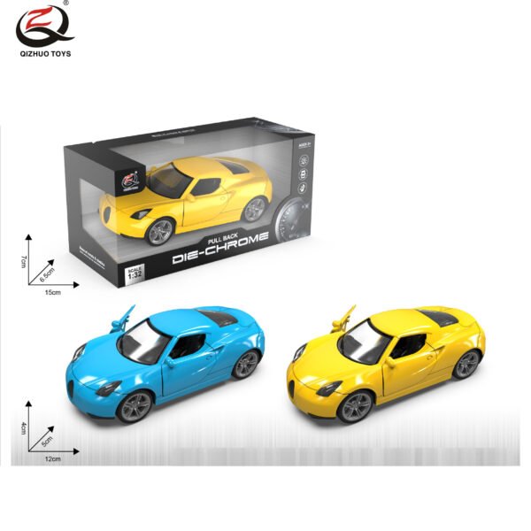 QZ630G Scale 1:32 Die Cast Car Model, Pull Back, With Light And Sound, 2 Doors Can Be Opened, 2 Colors Mixed.