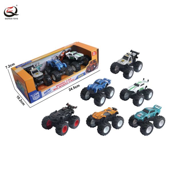 3 Pcs Die Cast Big Wheels Off-Road Inertia Vehicle , 2 Assorted