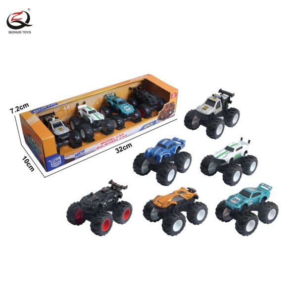 4 Pcs Die Cast Big Wheels Off-Road Inertia Vehicle , 2 Assorted