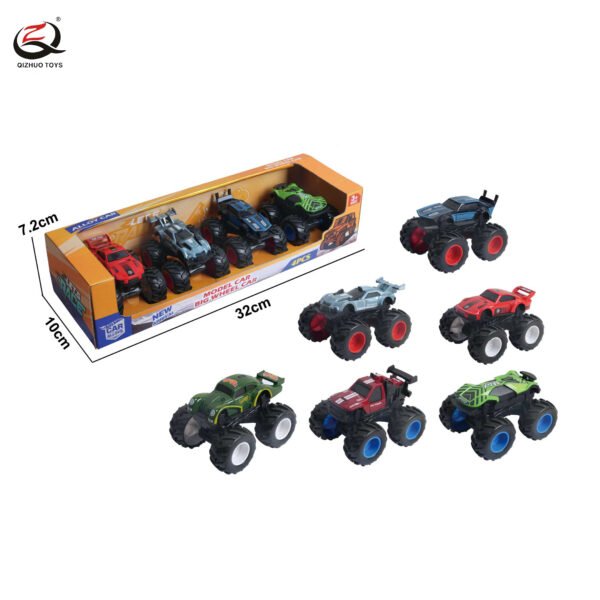 4 Pcs Die Cast Big Wheels Off-Road Inertia Vehicle , 2 Assorted