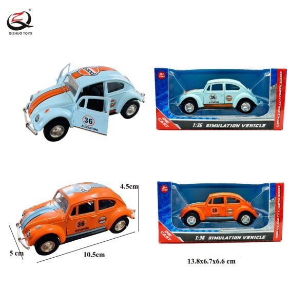 Scale 1:36 Pull Back Die Cast Vintage Car, With Openalbe Doors,  2 Colors Mixed