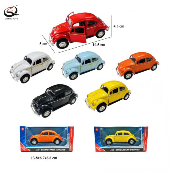 Scale 1:36 Pull Back Die Cast Vintage Car, With Openalbe Doors,  6 Colors Mixed