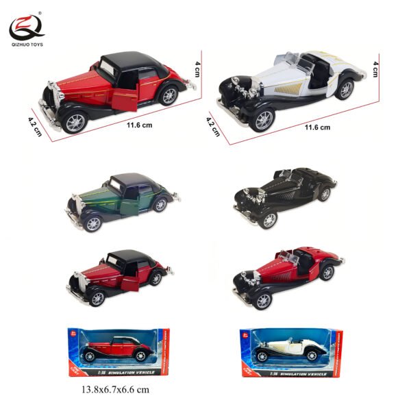 Scale 1:36 Pull Back Die Cast Vintage Car, With Openalbe Doors, 4 Colors Mixed