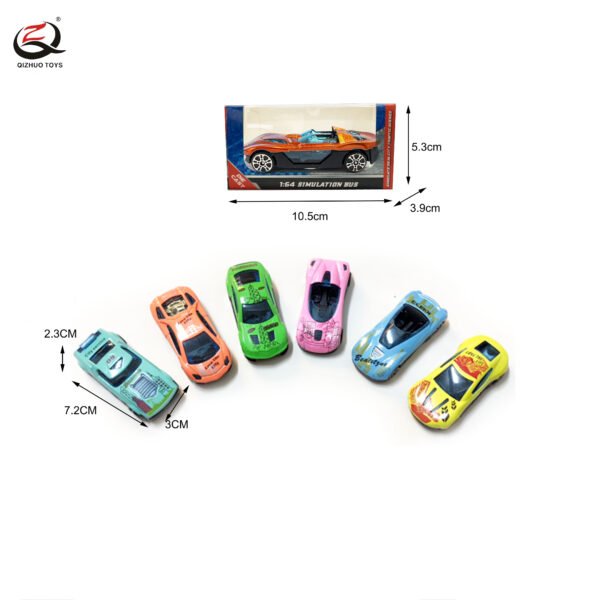 Scale 1:64  Die Cast Car, Free Wheel, 6 Assortments