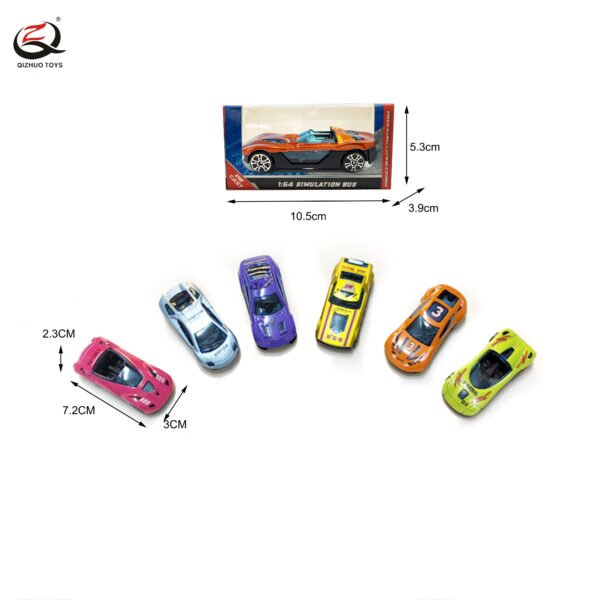 Scale 1:64  Die Cast Car, Free Wheel, 6 Assortments