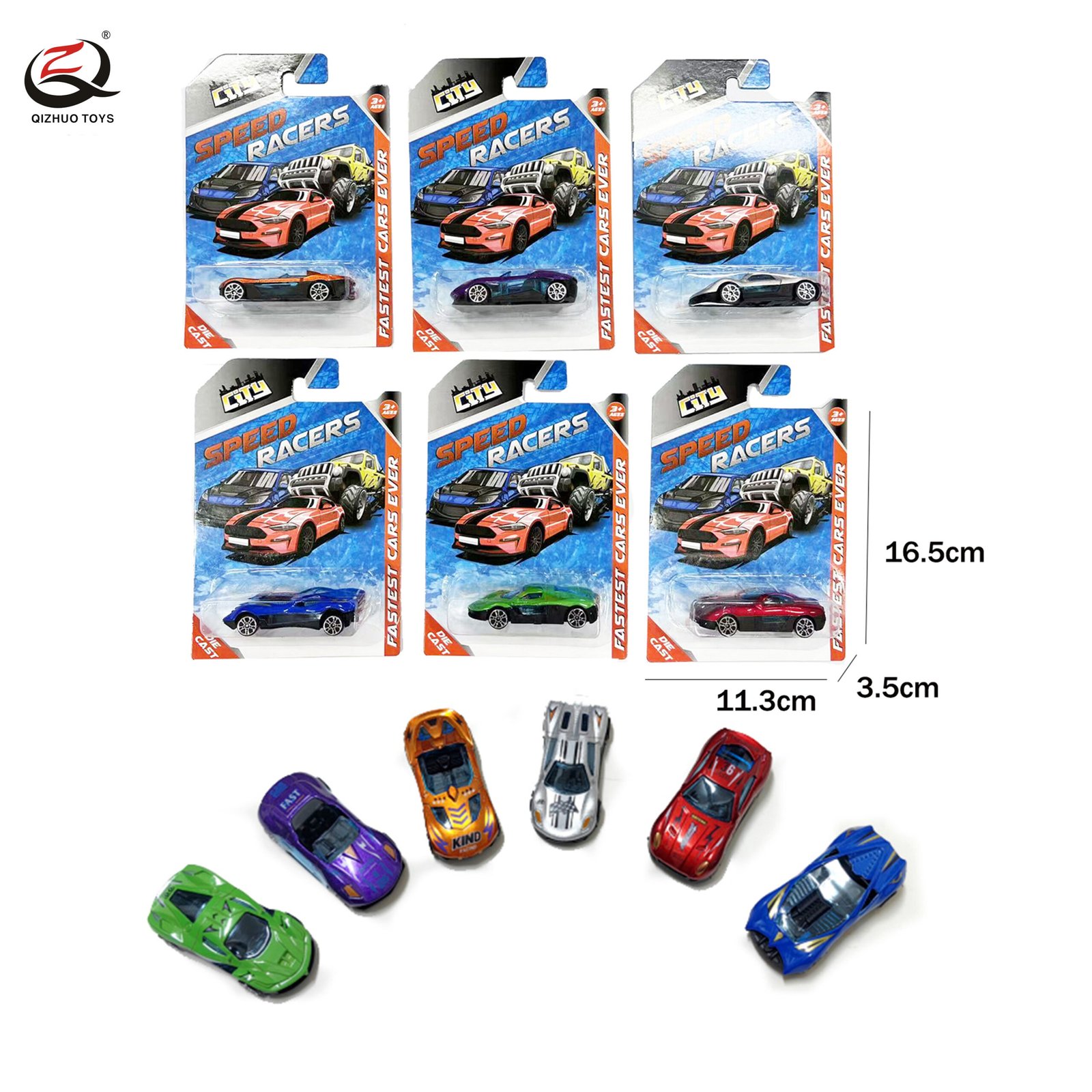 Scale 1:64 Die Cast Car, Free Wheel, 6 Assortments