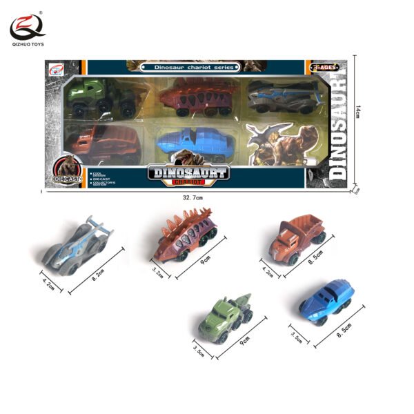 5Pcs Scale 1:64 Dinosaur Die Cast Cars,Free Wheel