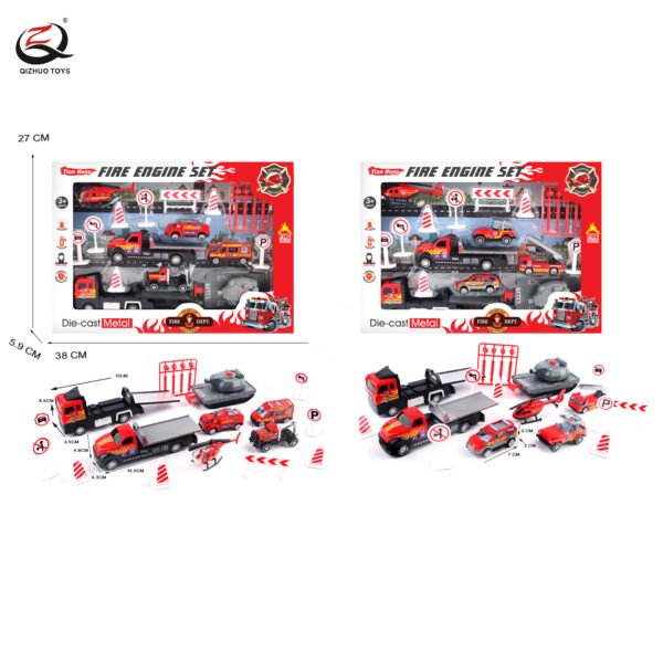 Scale 1:64 Fire Series Die Cast Truck With Shooting Set  ,Free Wheel, 2 Assortments