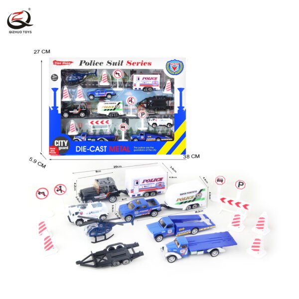 Scale 1:64 Police Series Die Cast Truck Set, Free Wheel