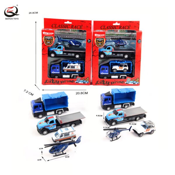 Scale 1:64 Police Series Die Casttruck Set ,Free Wheel, 2 Assortments