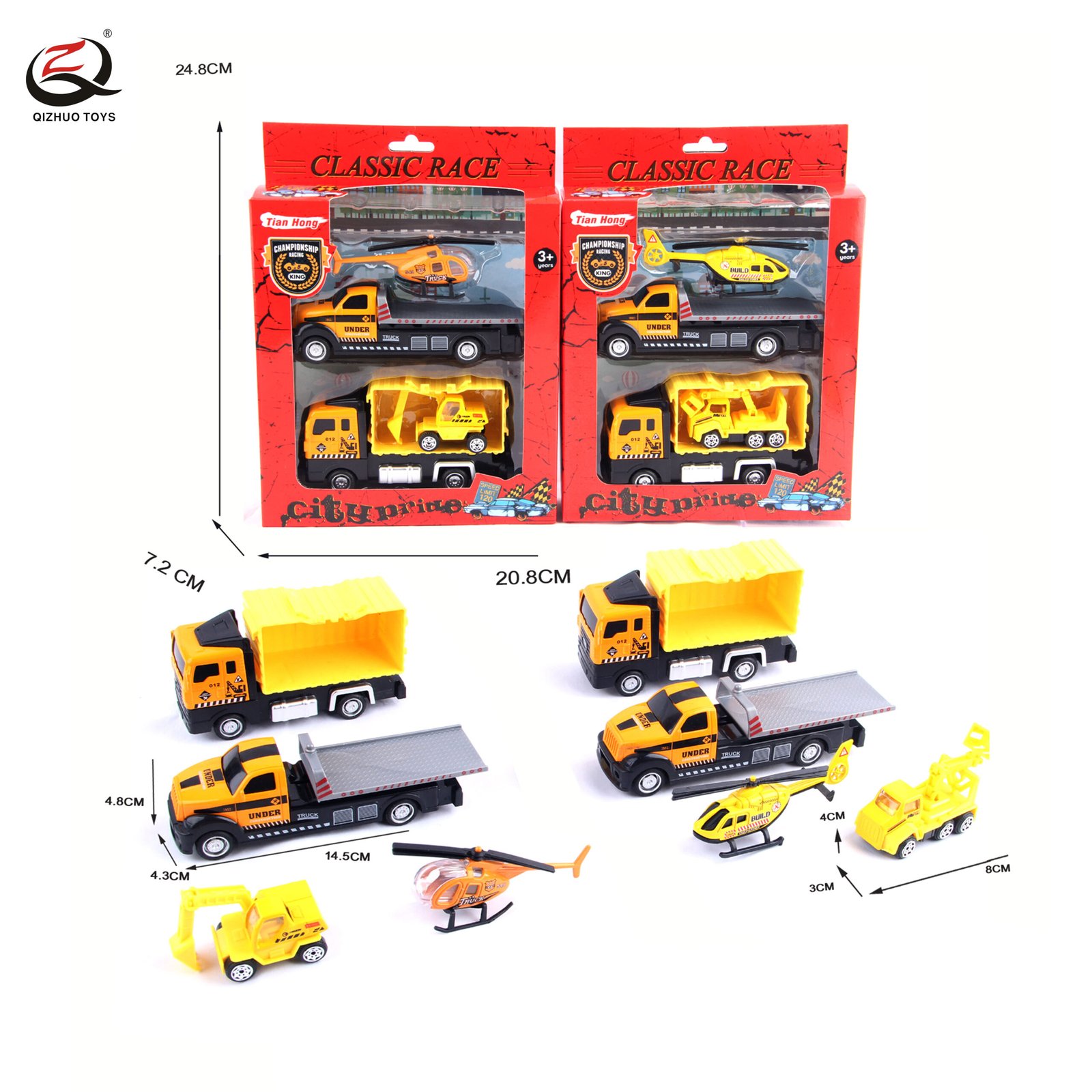 Scale 1:64 Engeineering Series Die Casttruck Set ,Free Wheel, 2 Assortments