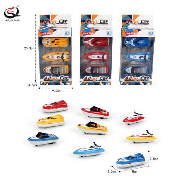 Scale 1:64 Die Cast Speedboat , Free Wheel, 3 Assortments