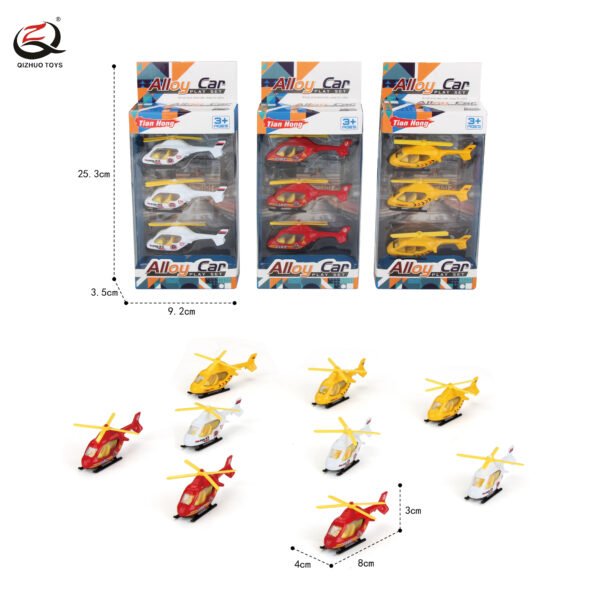Scale 1:64 Die Cast Helicopter , Free Wheel, 3 Assortments