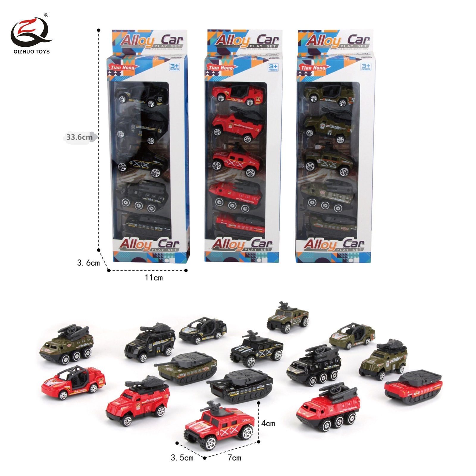 Scale 1:64 Die Cast Tank , Free Wheel, 3 Assortments