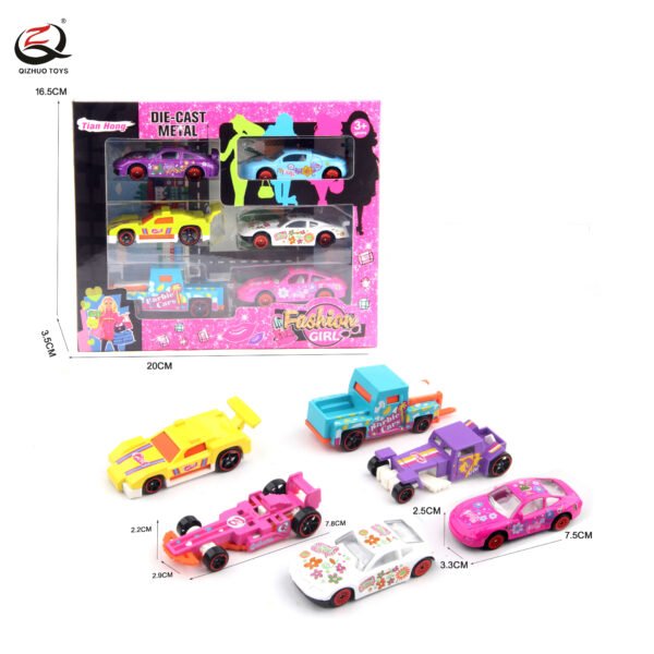 Scale 1:64 Girs Series  6 Pcs Die Cast Cars Set,Free Wheel