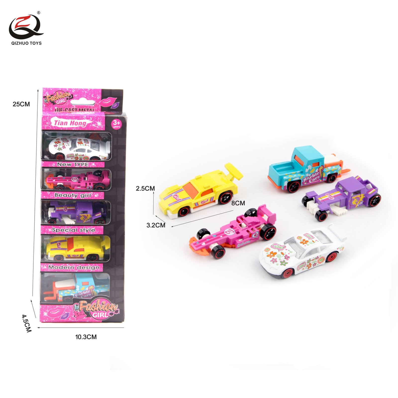 Scale 1:64 Girs Series 5 Pcs Die Cast Cars Set,Free Wheel