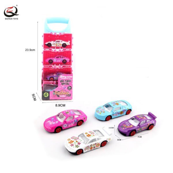 Scale 1:64 Girs Series 4 Pcs Die Cast Cars Set,Free Wheel