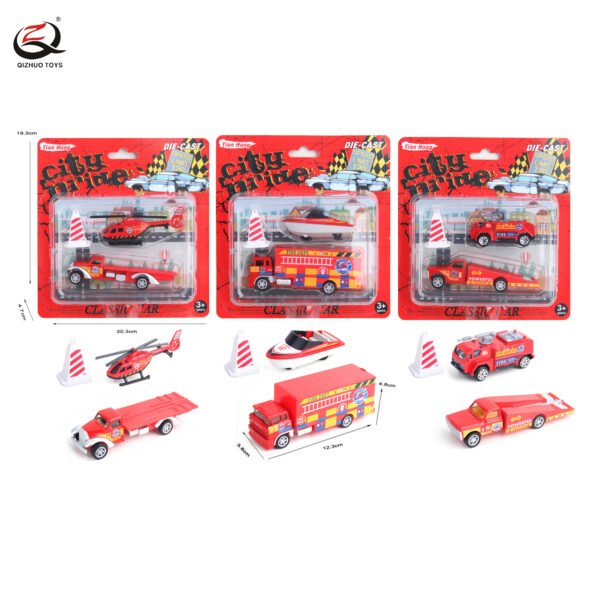 Scale 1:64 Fire Series Die Cast Truck , Free Wheel, 3 Assortments