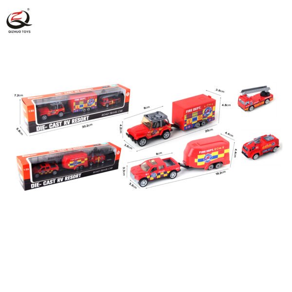 Scale 1:64 Fireman  Die Cast Rv Series, Free Wheel, 2 Assortments