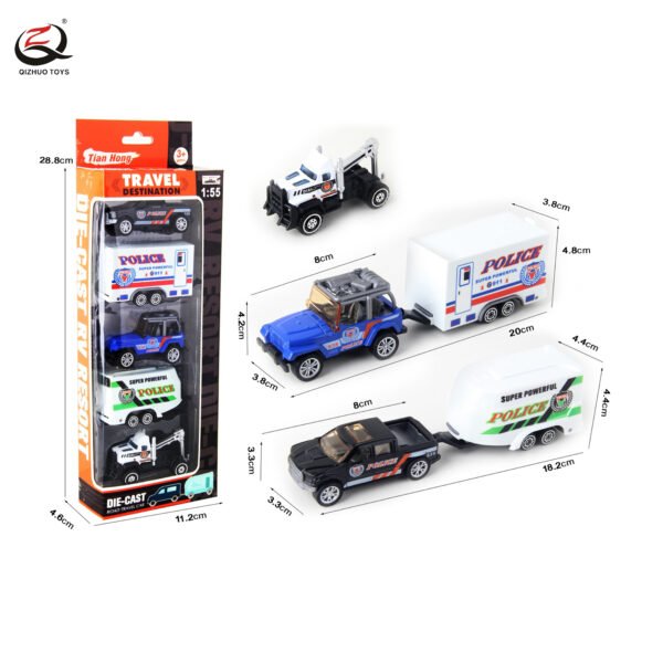 Scale 1:64 Police Series Die Cast Rv Set, Free Wheel