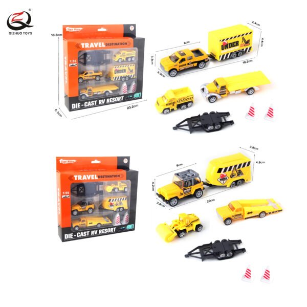 Scale 1:64 Die Cast Tourist Rv Set Engineering Series, Free Wheel,2 Assortments