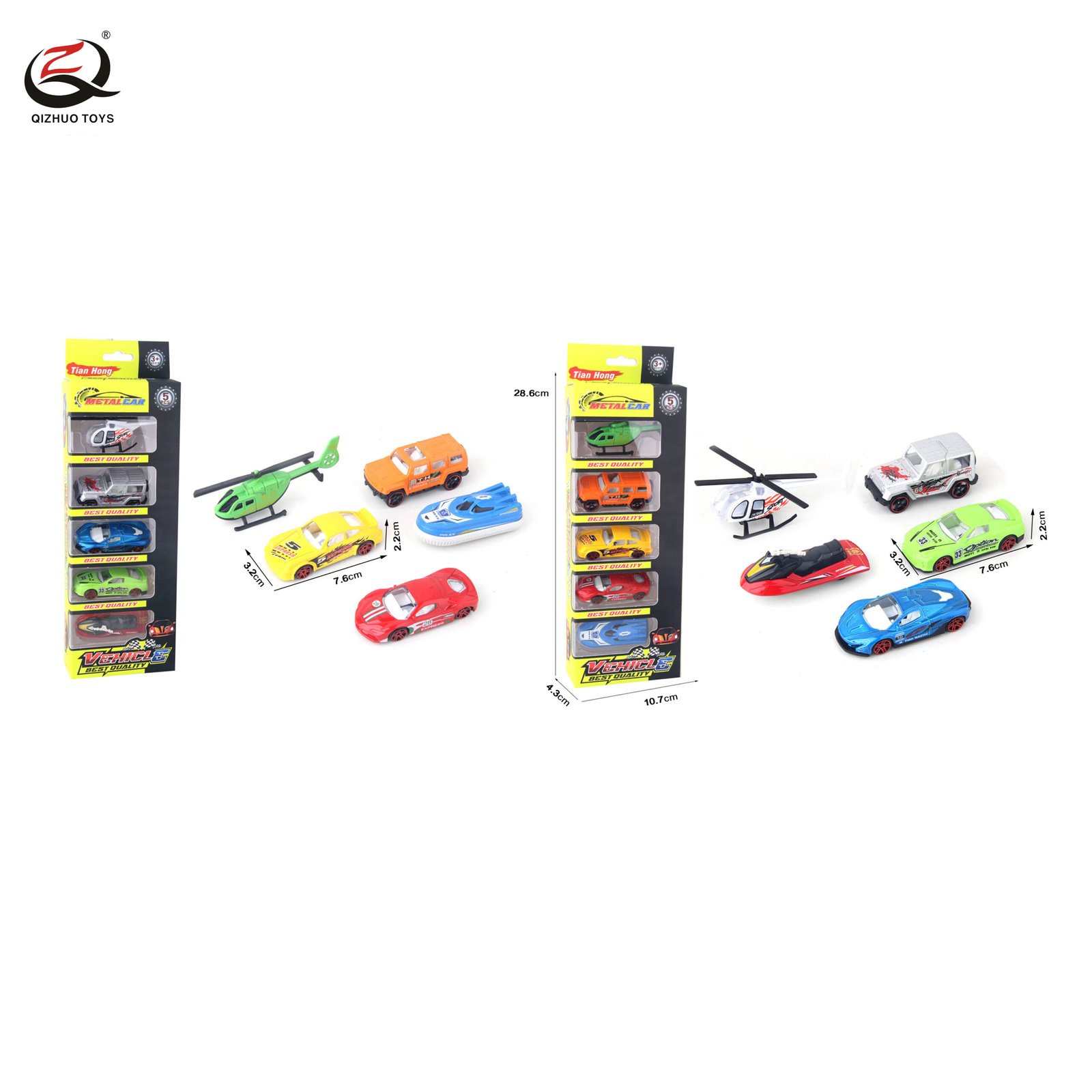 5 Pcs Scale 1:64 Die Cast Car , Free Wheel, 2 Assortments