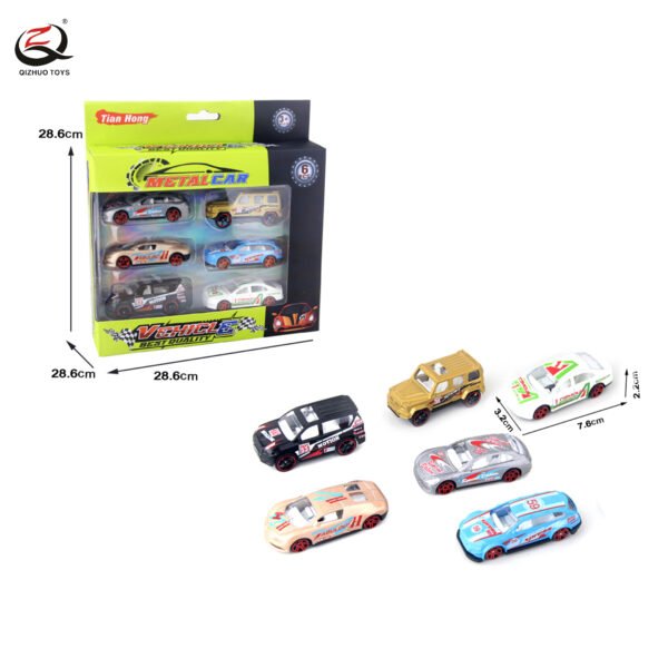 6 Pcs Scale 1:64 Die Cast  Car , Free Wheel