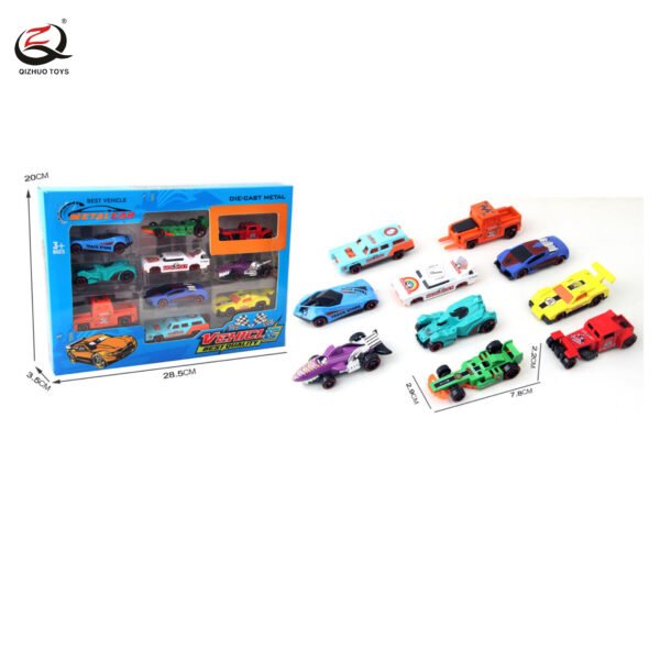 10 Pcs Scale 1:64 Die Cast Cars, Free Wheel