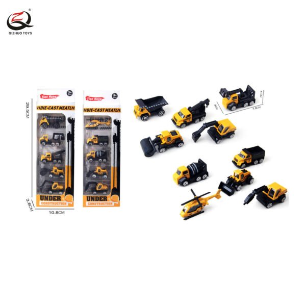 5 Pcs Scale 1:64 Engineering Die Cast Cars, Free Wheel, 2 Assortments