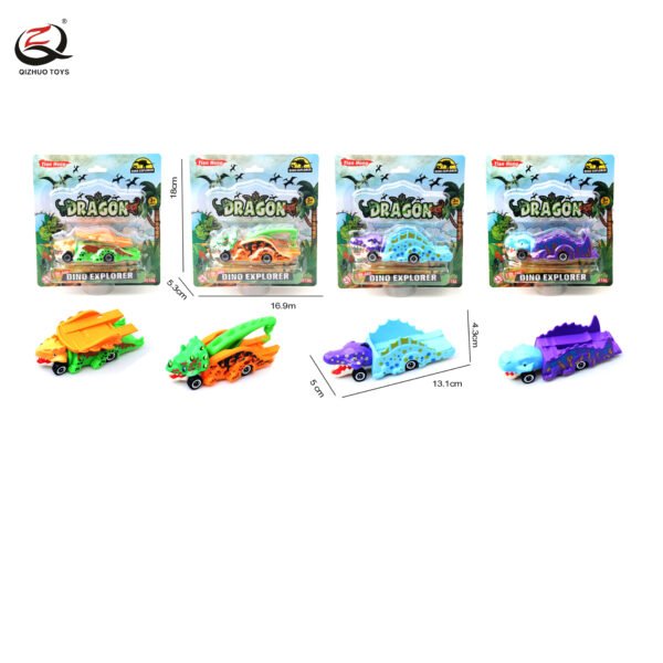 Scale 1:64 Dienosaur Die Cast Cars, Free Wheel, 4 Assortments