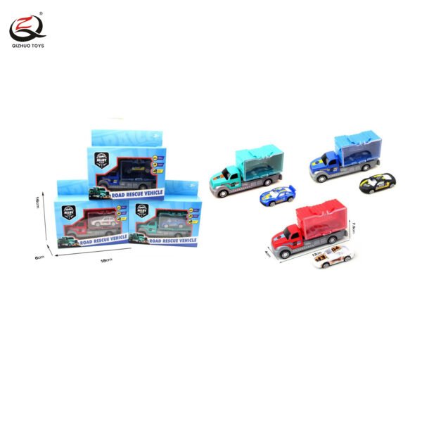 Scale 1:64   American Style  Die Cast Truck Carry One Die Cast Car, Free Wheel,  3 Assortments